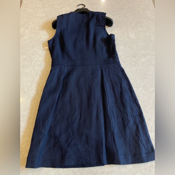 Tory Burch Sleeveless Linen Dress In Navy Size 6 - Picture 10 of 12